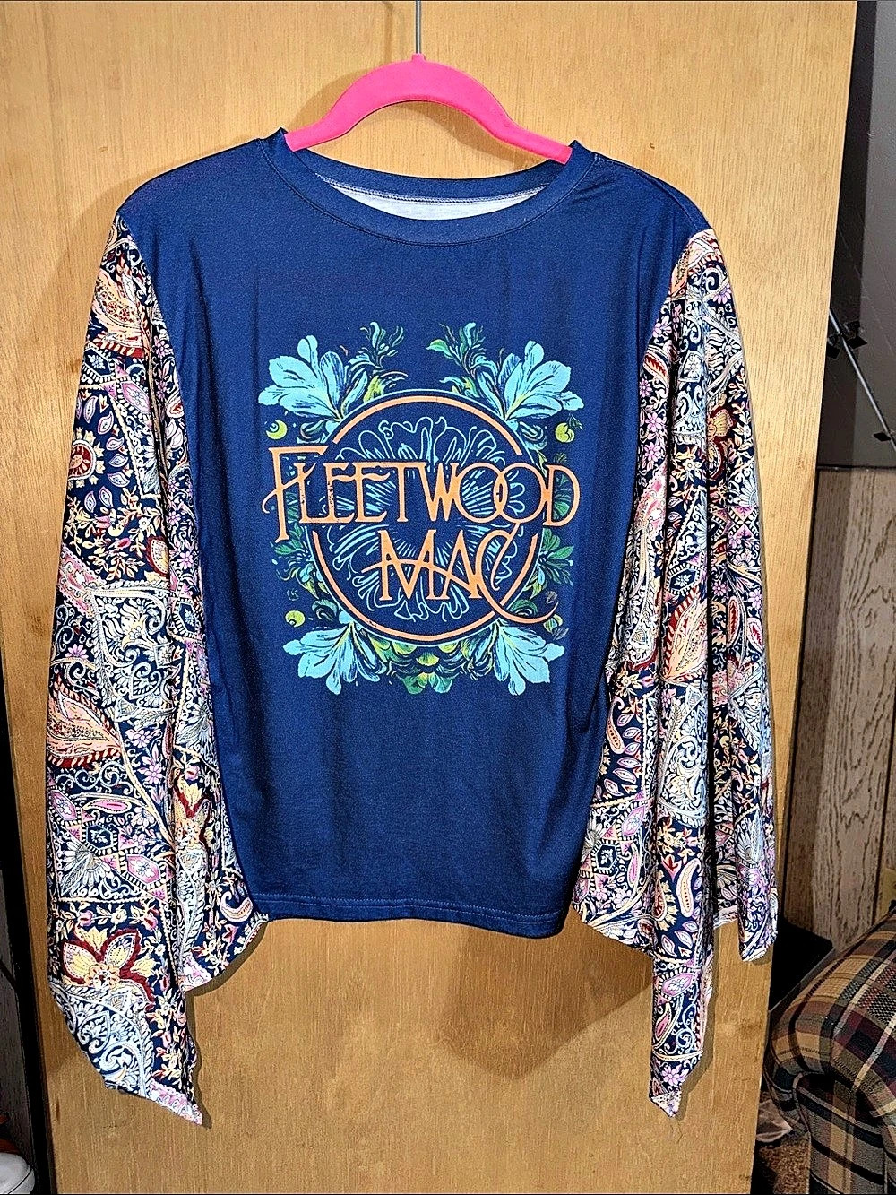 Paisley Sleeve Graphic Long Sleeve in Blue Fleetwood Mac